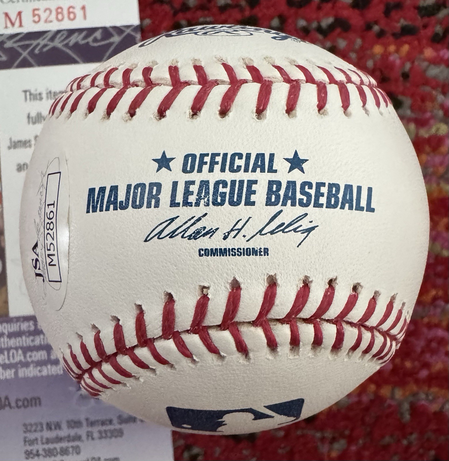 Carlos Lee “45” Autographed OMLB Selig JSA Authentication