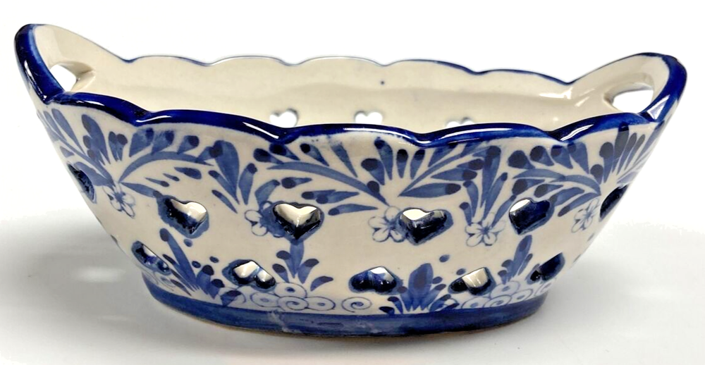 Hand Painted Heart Pierced Floral Windmill Dish