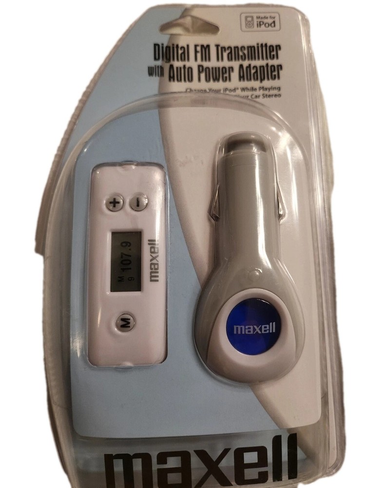 Maxell P-5 Digital FM Transmitter with Auto Power Adapter For iPods - New F1