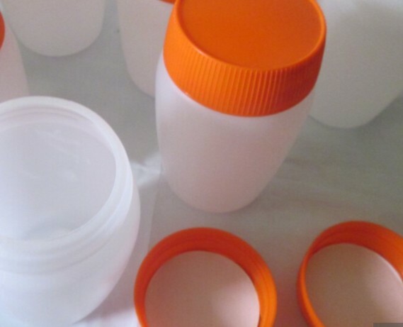 12 empty white plastic pots containers with orange lids clean storage crafts