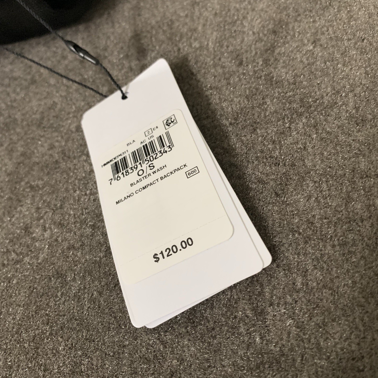 Guess Men's Milano Compact Backpack Solid Black Blaster Wash Embossed Logo