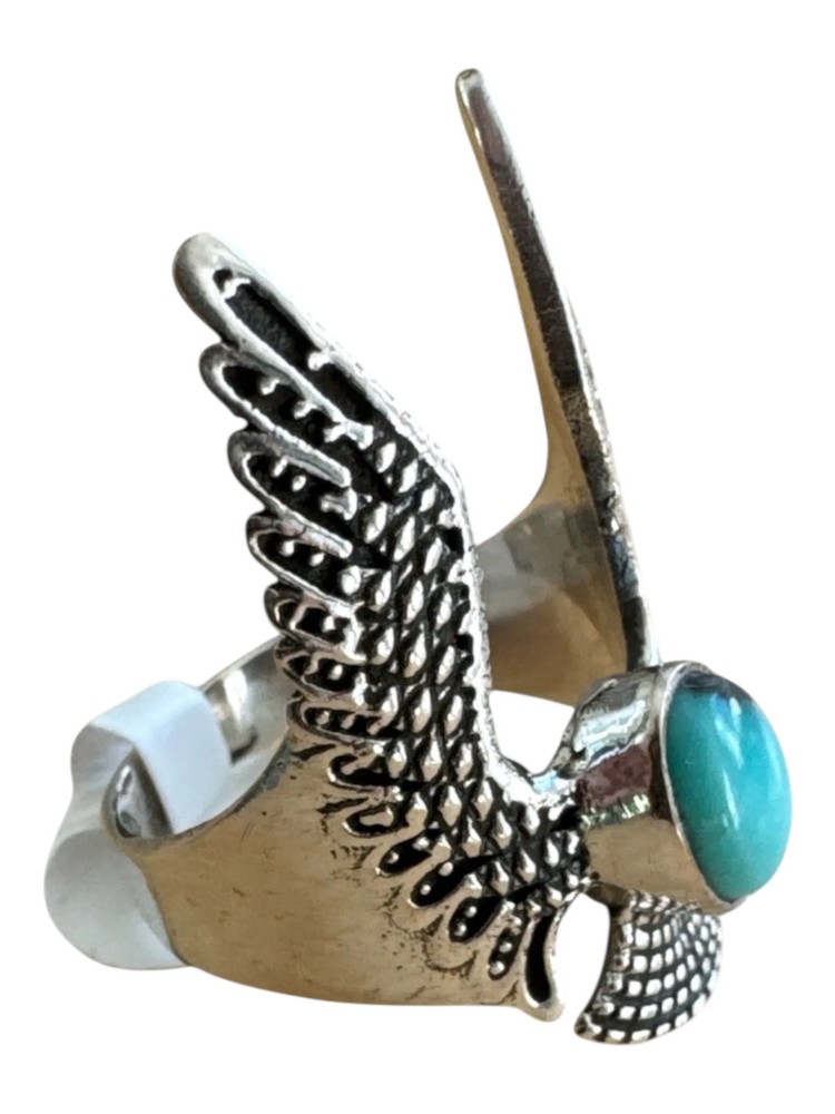 Kingman Turquoise EAGLE Solid 925 Sterling Silver Ring 6