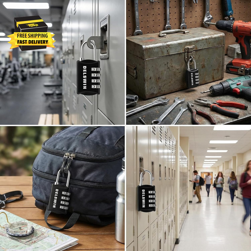 Small Combination Lock for Locker, 4-Digit Mini Combo Lock for Backpack and Lugg