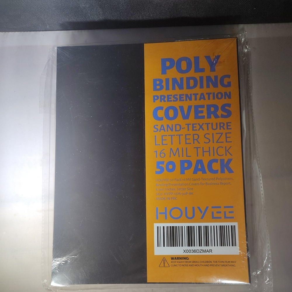 HOUYEE 50Pack 16 Mil Poly Binding Covers,Sand Texture Binding Presentation cover