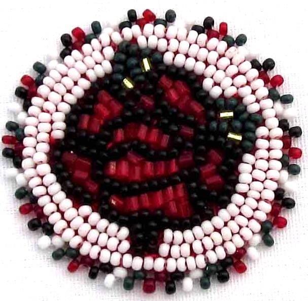 Handmade beaded White red rose 1.5 inch Rosette