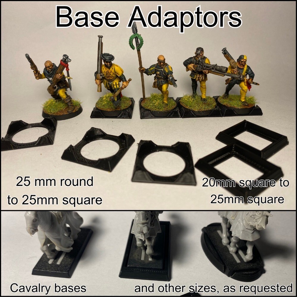 round & square base adapters compatible wargaming