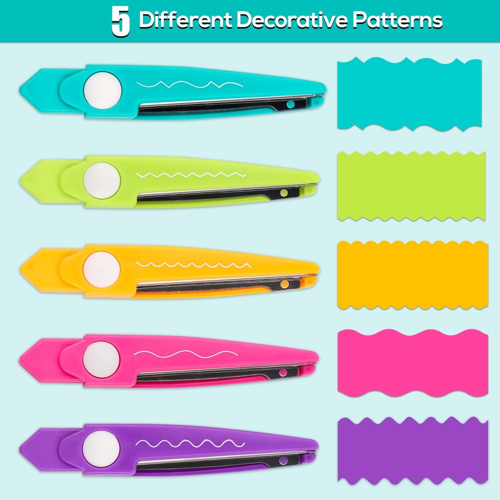 7Pcs/Set Craft Scissors Decorative Paper Edge Scissors With Storage Box Set, ...
