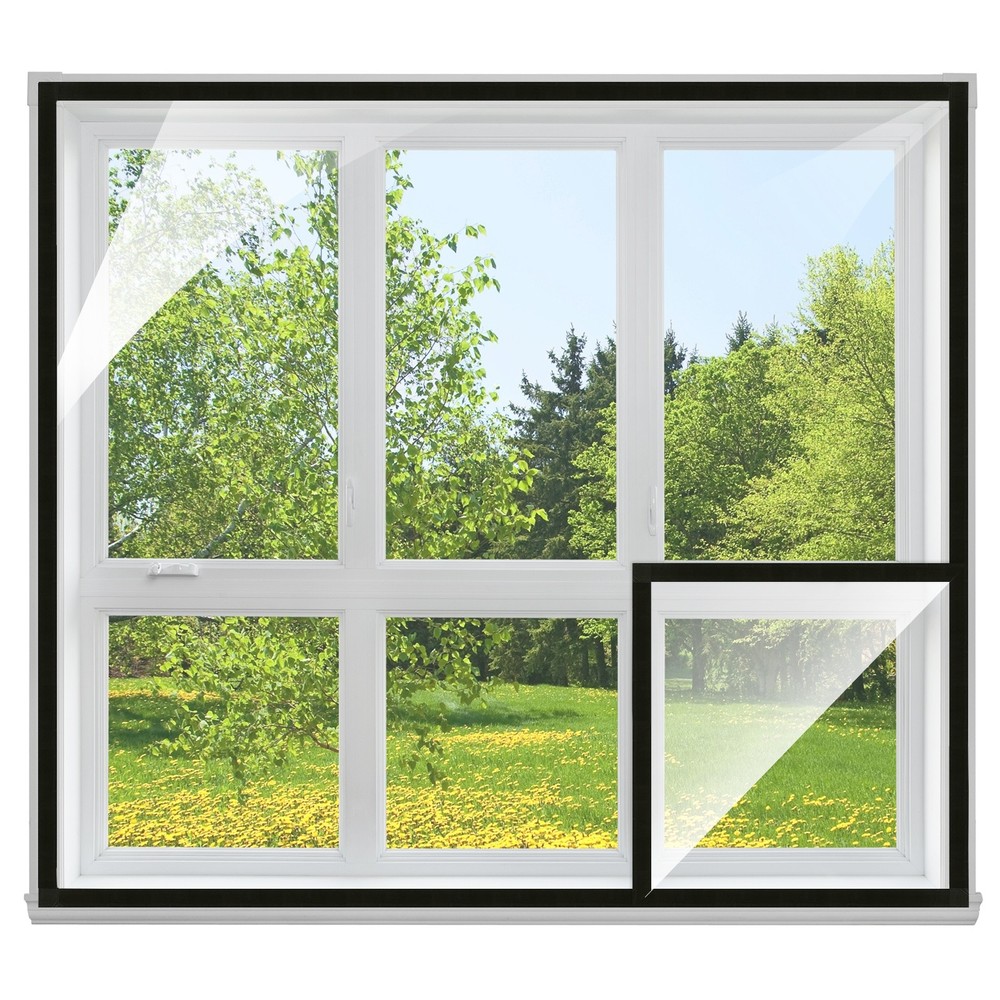 79" x 75" Window Insulation Kit Clear Plastic Window Covering Black