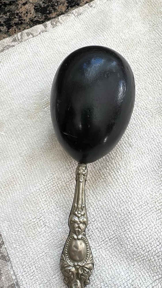 Vintage  Ornate Silver Plate &  Ebony  Sock Darner