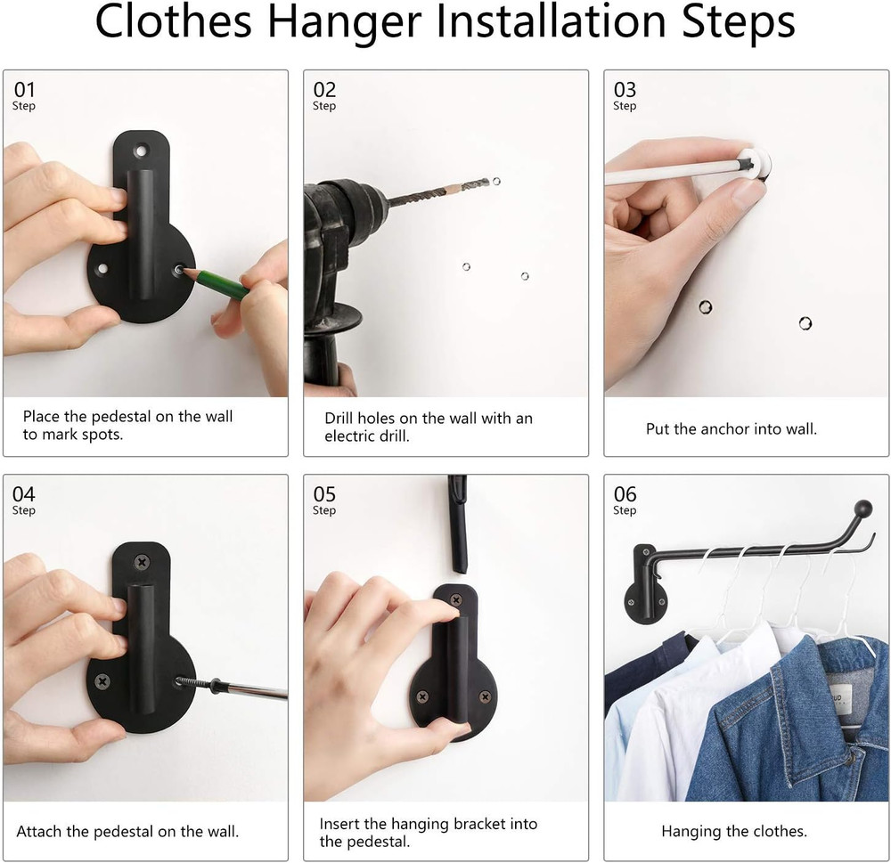 Wall Mounted Drying Rack Laundry Clothes Hanger with Swing Arm Space Saving Meta