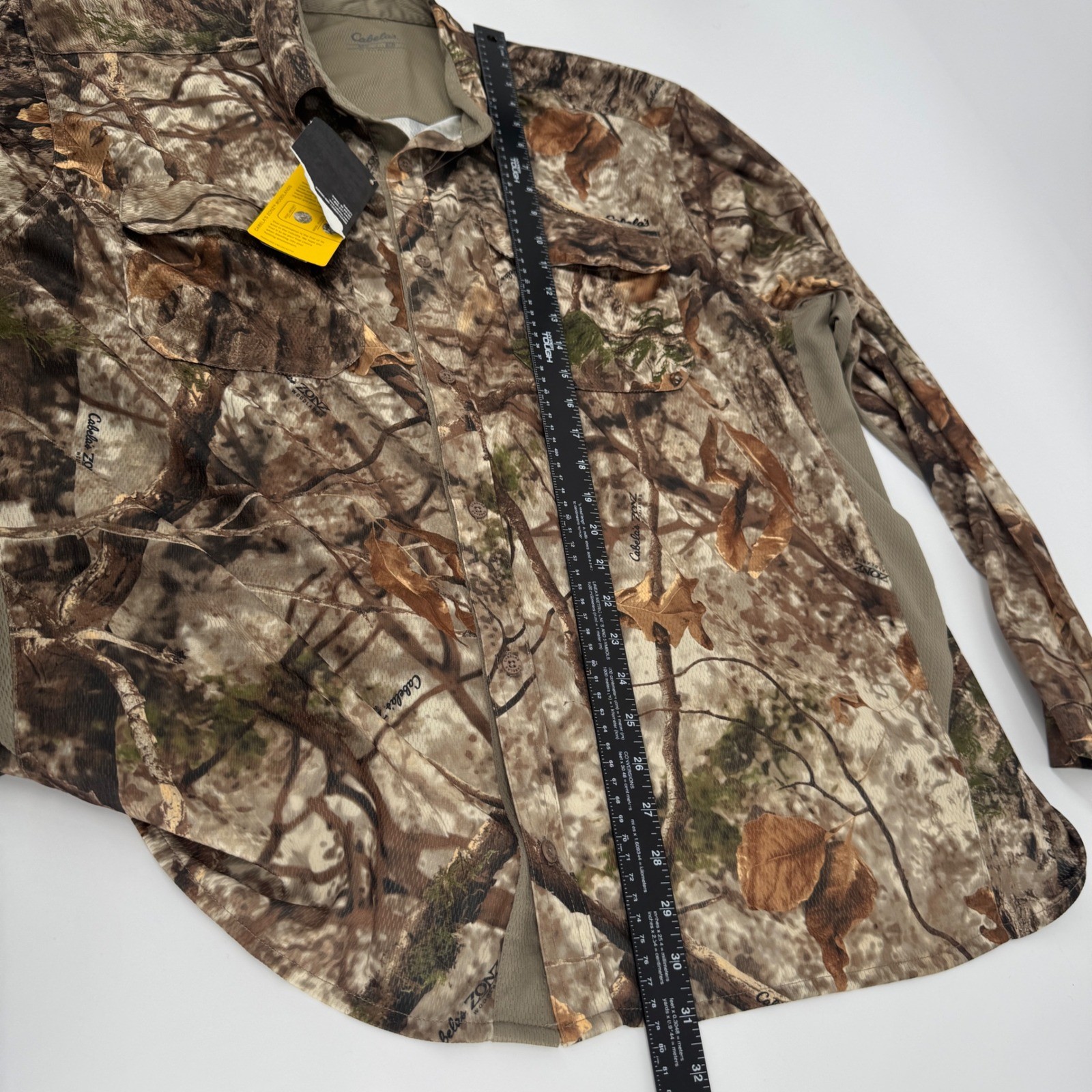 NEW Cabelas Zonz Woodlands Camo Long Sleeve Button Up Shirt Mens 2XL Hunting NWT