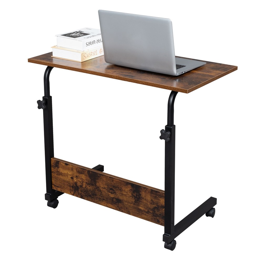 Rolling & Height Adjustable P2 15MM Chipboard & Steel Side Table with Baffle .