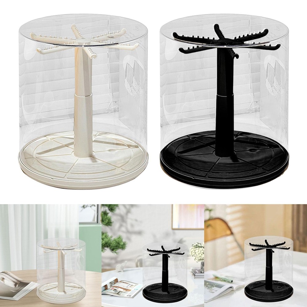 Rotating Clear Display Case Storage Box Decoration Portable Holder Shelf Display