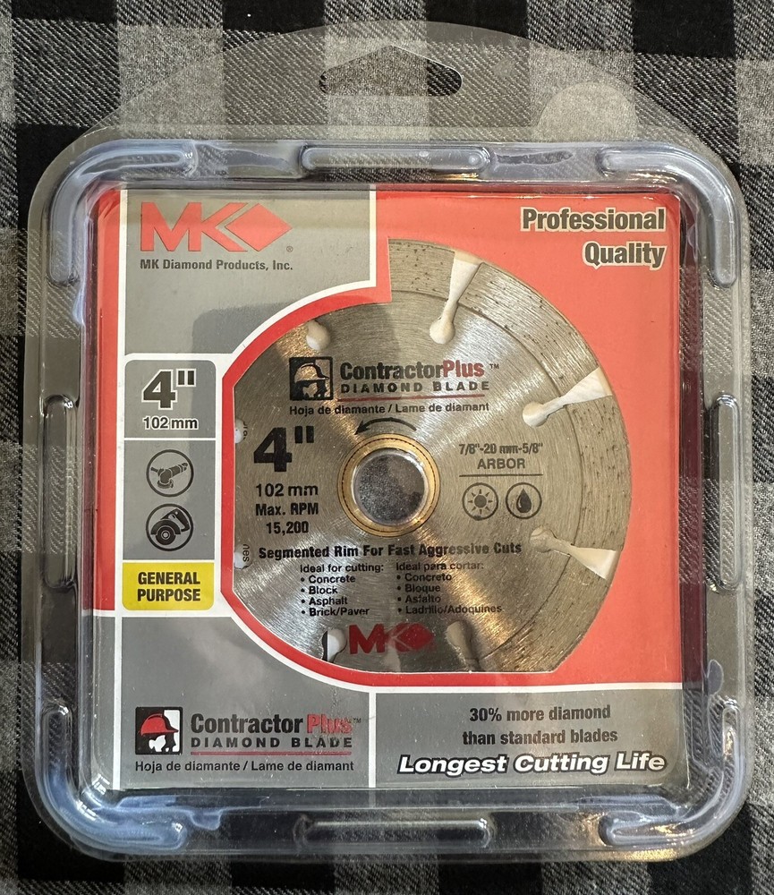 New - MK Contractor Plus Diamond 4” Segmented Blade - Part # 166987