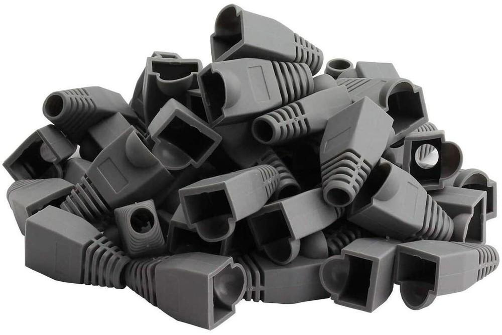 Cat5e Cat5 Cat6 RJ45 Boot End Cap Gray Connector Modular Head Plug Cable Lot