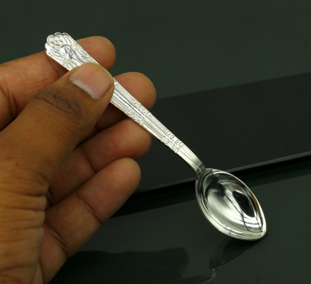 fabulous sterling silver handmade solid silver 5" spoon kitchen utensils, vessel