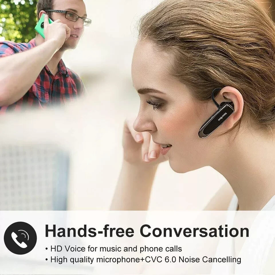 New Bee Bluetooth Headset Two Device Connection Handsfree driving Headset, Black