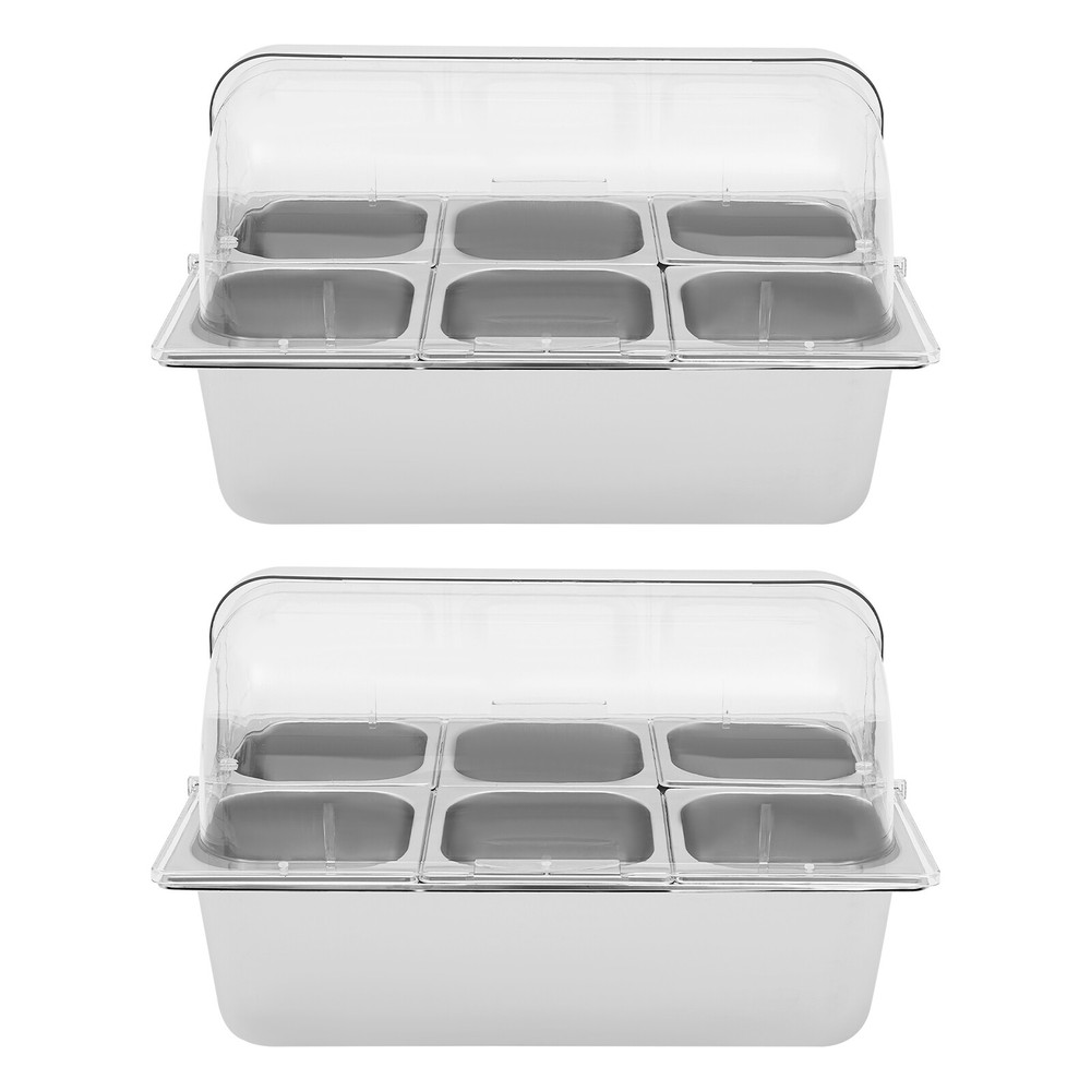Cold Food Buffet Ice Serving Tray Cooled Condiment Serving Container with Lid