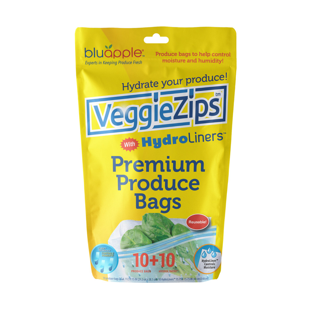 VeggieZips with HydroLiners 20-Pack - 10 VeggieZips Bags & 10 HydroLiners