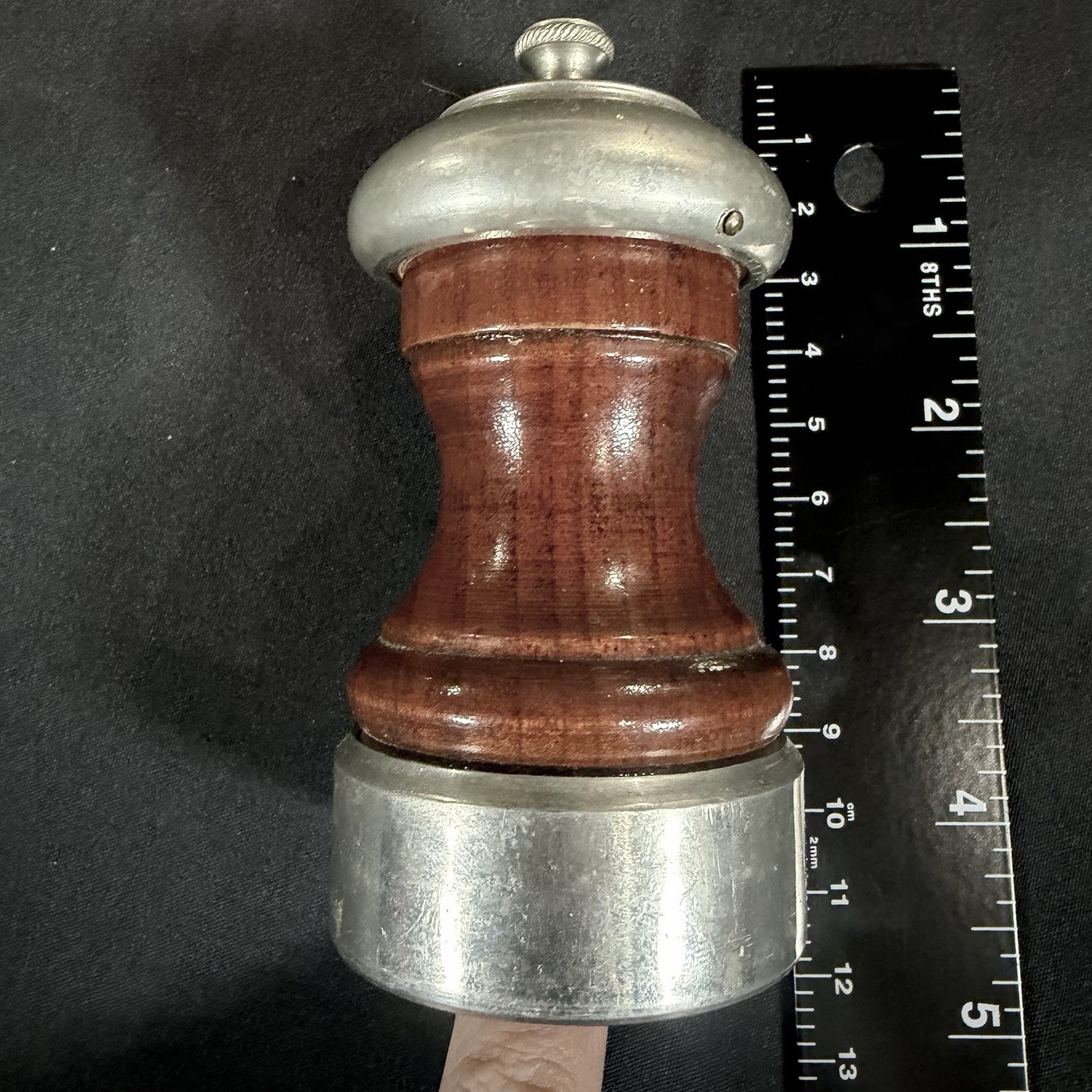 Garantito Tre Spade Pewter Wood Pepper Grinder Vintage Made In Italy MCM Mill