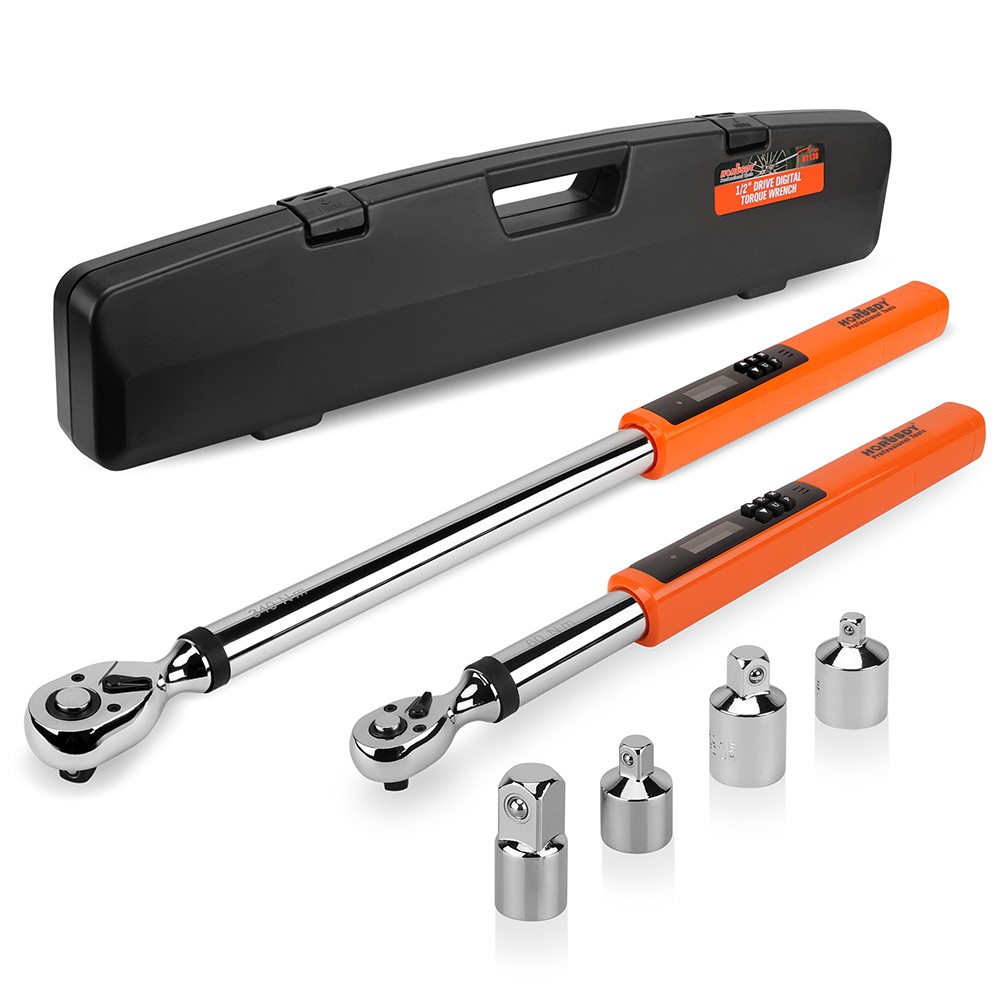 6PC 3/8" & 1/2' Drive Electronic Digital Torque Wrench Adjustable Set 3-340N.m