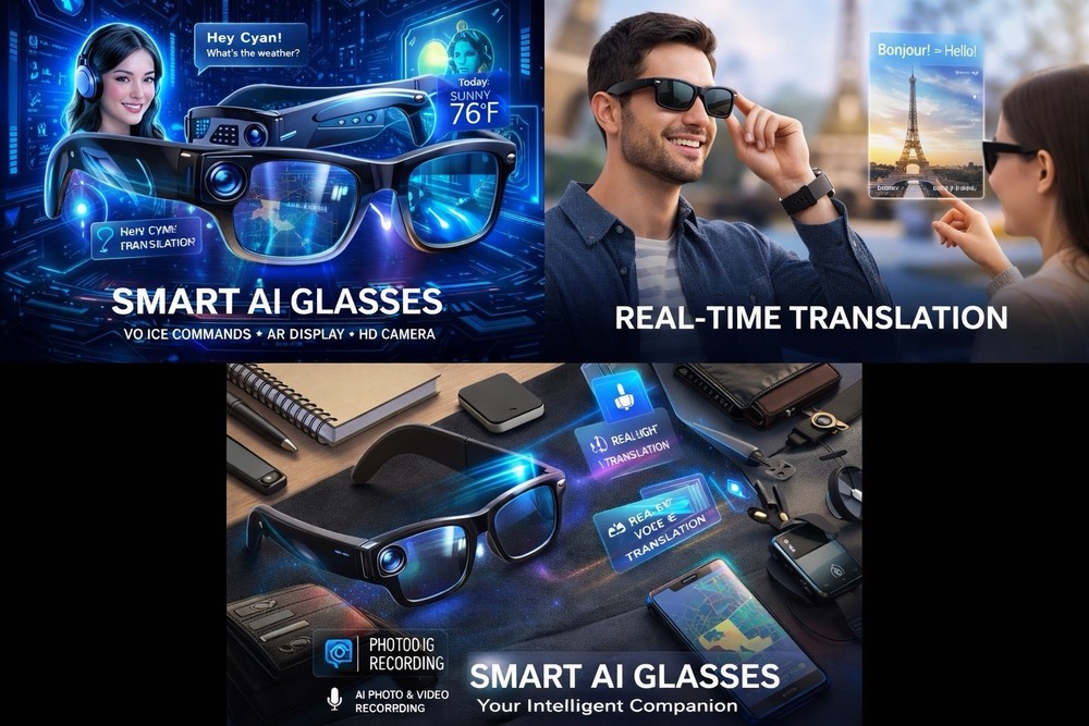 Smart glasses for taking photos, 8MP digital video camera, half-frame