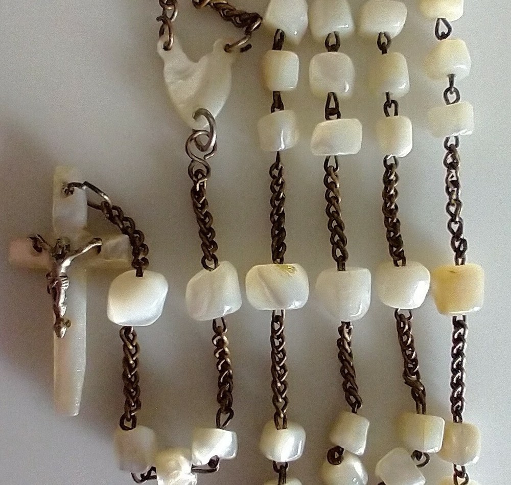Vintage Catholic Rosary Mother of Pearl