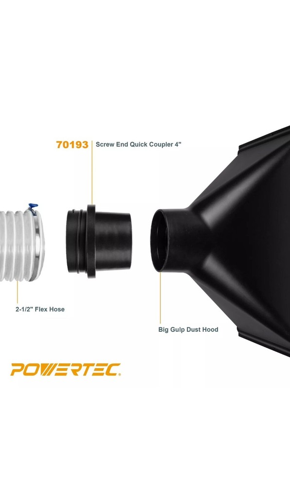 POWERTEC Screw End Quick Coupler for 4" Hose, Left-Hand Threaded Adapter (70193)