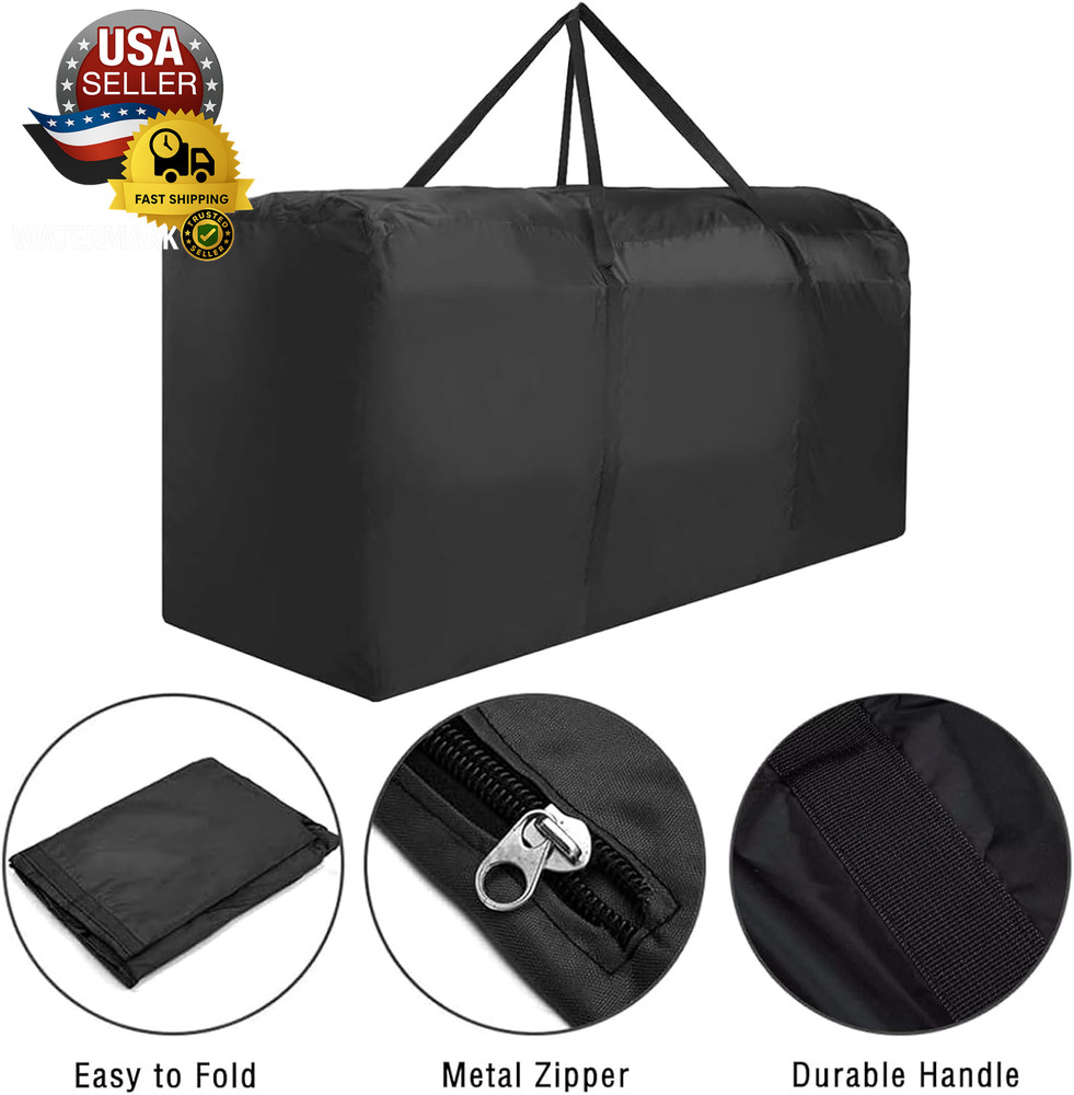 Outdoor Cushion Storage Bag, Waterproof Extra-Large Black Outdoor Patio Cushion