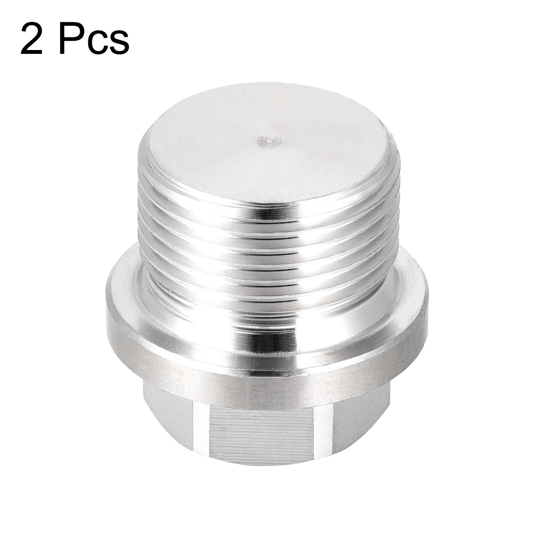 2Pcs M22 x 1.5 Male Hex Head Plug 304 Stainless Steel Solid Thread Pipe Fitting