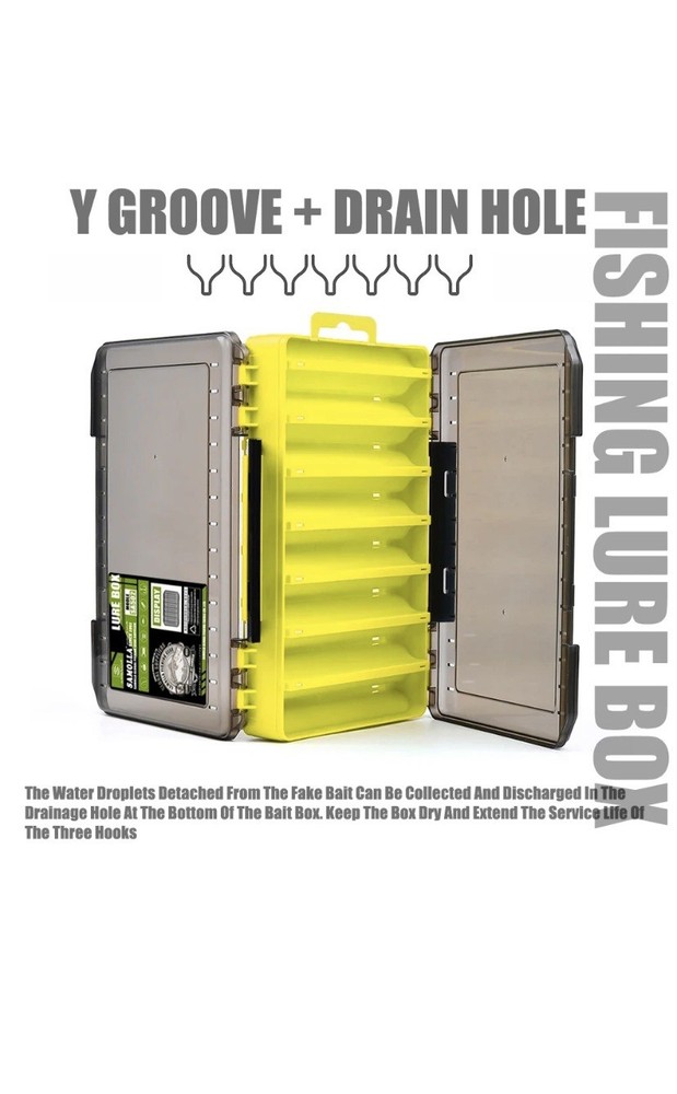 Fishing Tackle Box Double-Sided Compact Durable Organiser for Lures Hooks Baits