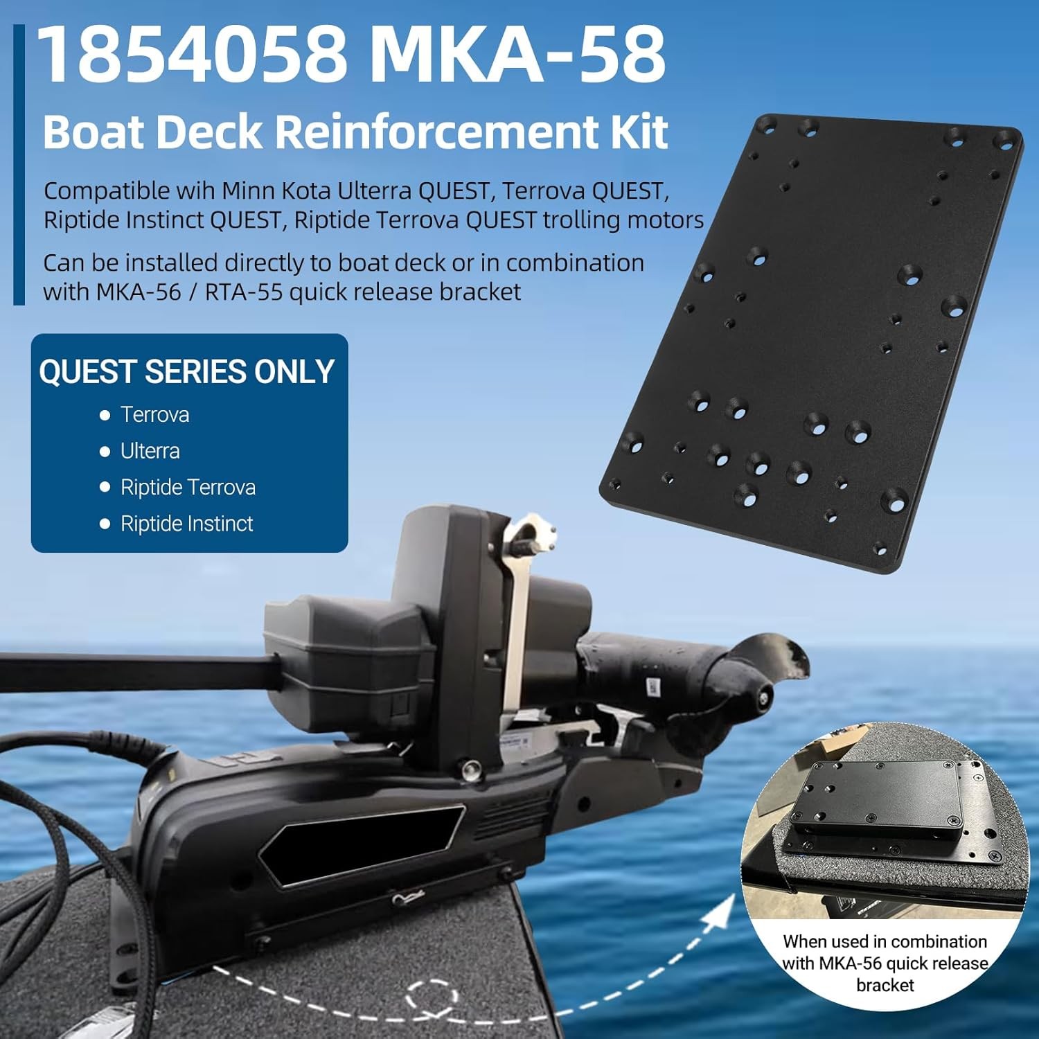 1854058 MKA-58 Boat Deck Reinforcement Kit for Minn Kota QUEST Series Motor