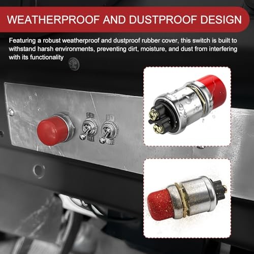 3PCS Push Button Starter Switch 12V 50A, Push Start Button, 12V 50A Heavy Red-3