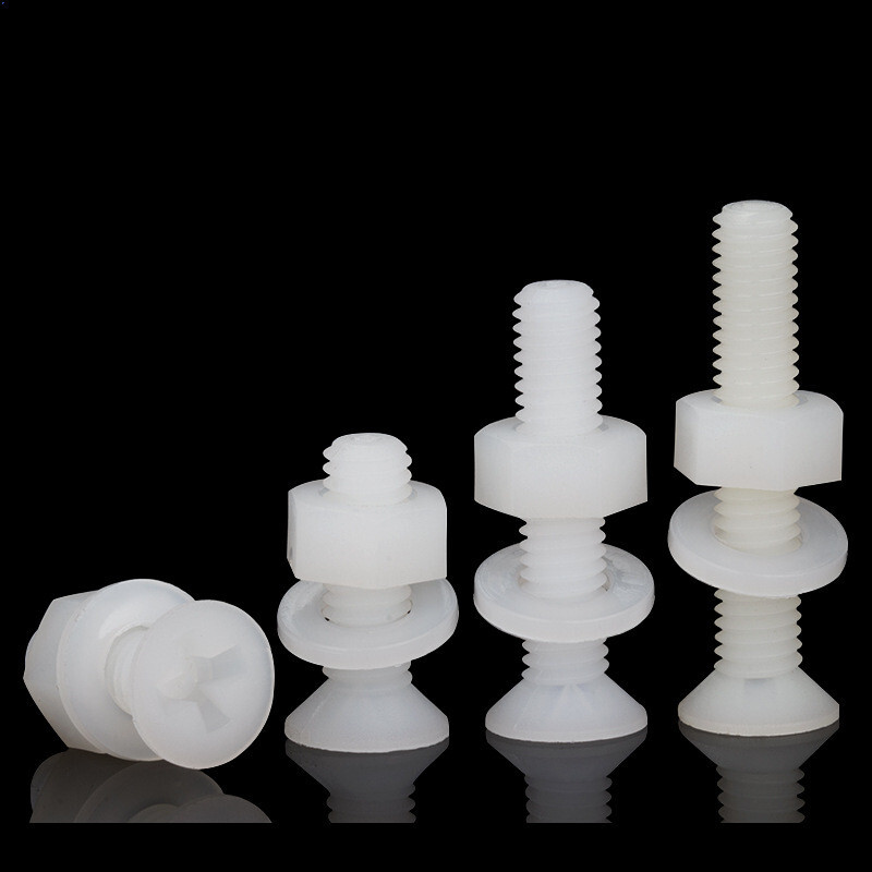 White Nylon Phillips Countersunk Flat Head Screws With Hex Nut Flat Washer
