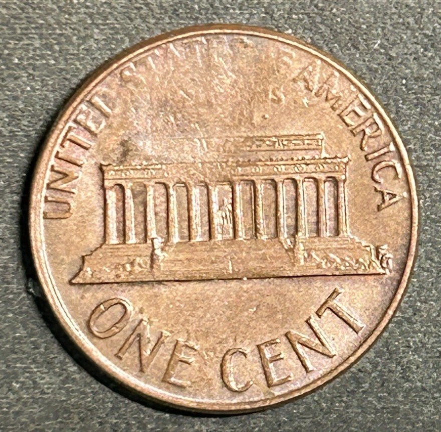 1973 D Lincoln Cent Struck Through Grease Reverse.
