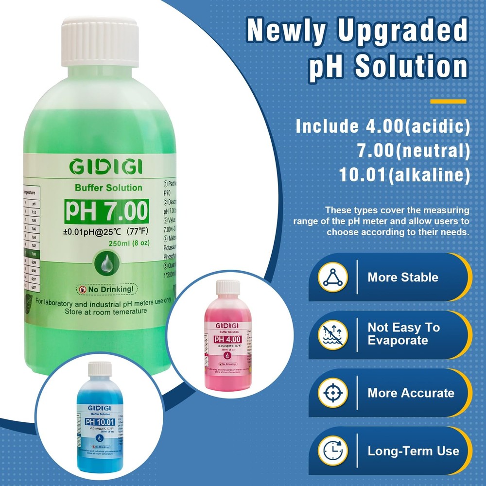 pH Meter Calibration Buffer Solution Kit, Includes pH 4.00, 7.00 and pH 10.01...