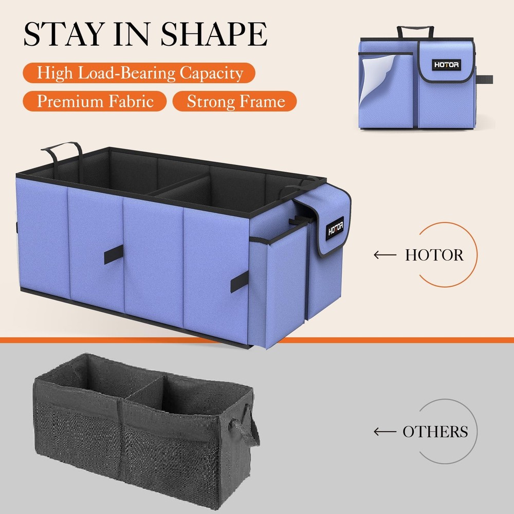 Large-Capacity Trunk Organizer Foldable for SUVs Sedans 2 Compartments