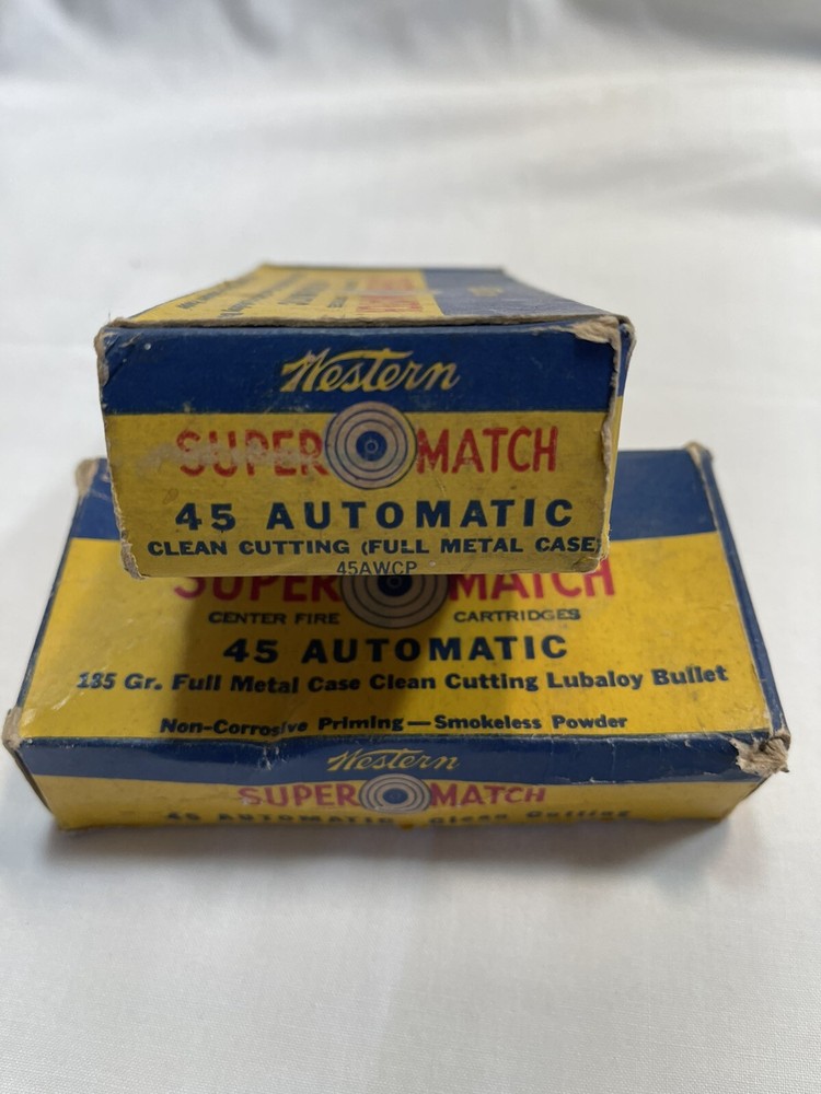 Vintage Western Super Match 45 Automatic Empty Ammo Boxes X 2