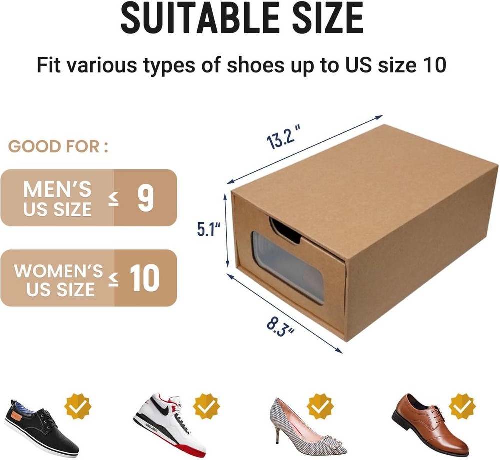 Shoe Box 12 Pack Waterproof Storage Boxes Socks Stationery Toys Stackable Box
