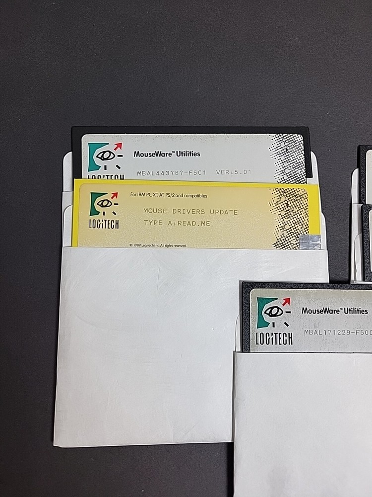 5.25" Floppy Disk LOGITECH Mouse Ware Utilities Mouseware Lot Bundle 5