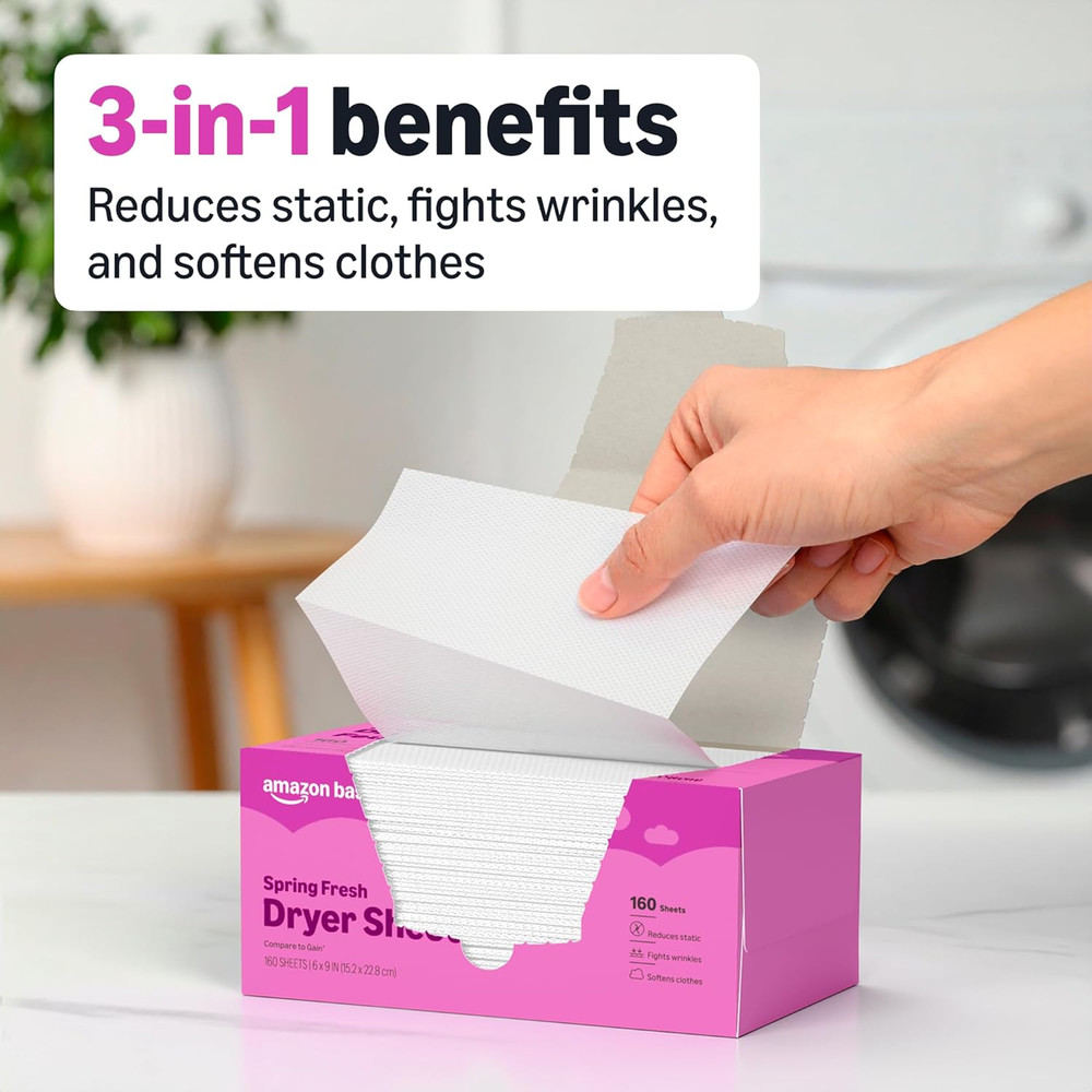 Dryer Sheets, Spring Fresh, Laundry Fabric Softener, 160 Count