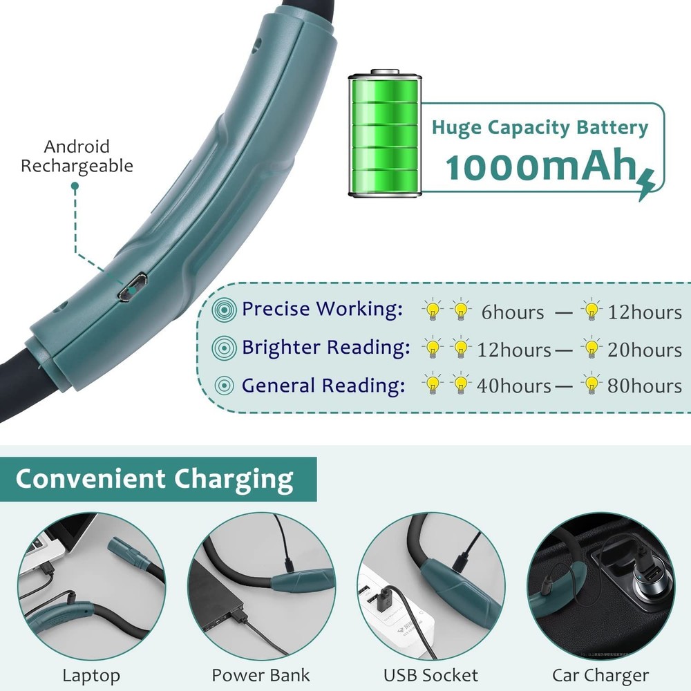 Neck Reading Light & Book Light for Reading in Bed - Hands , 6 Brightness Lev...