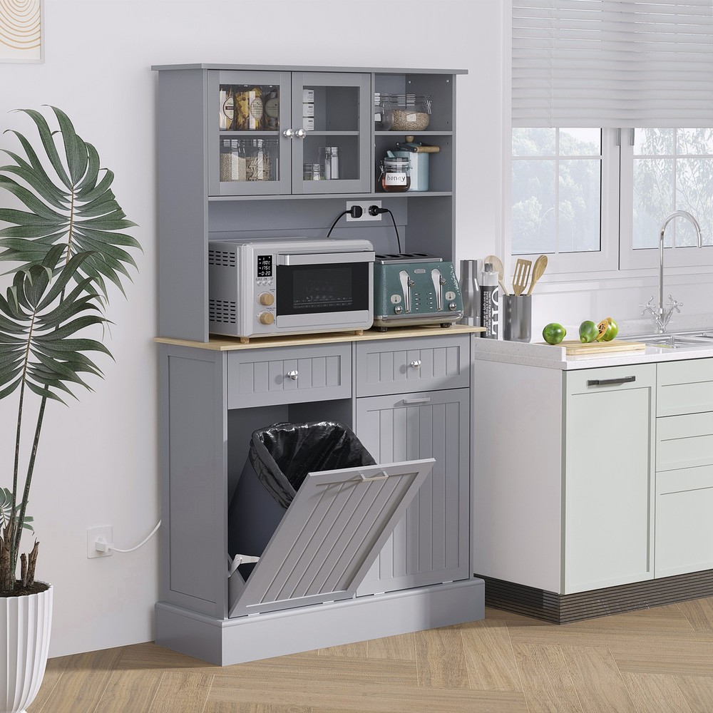68" Kitchen Pantry Storage Cabinet with Charging Station
