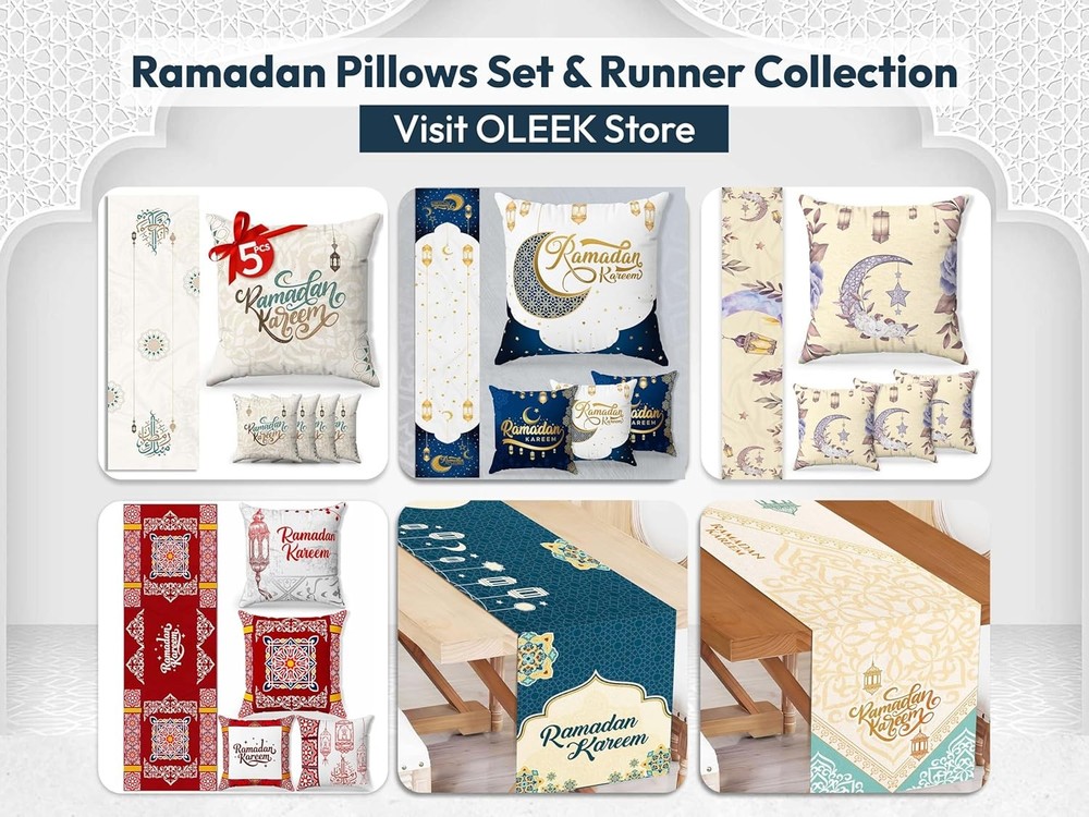 OLEEK Ramadan 2026 Decor Set Pillow Covers 20x20 Table Runner