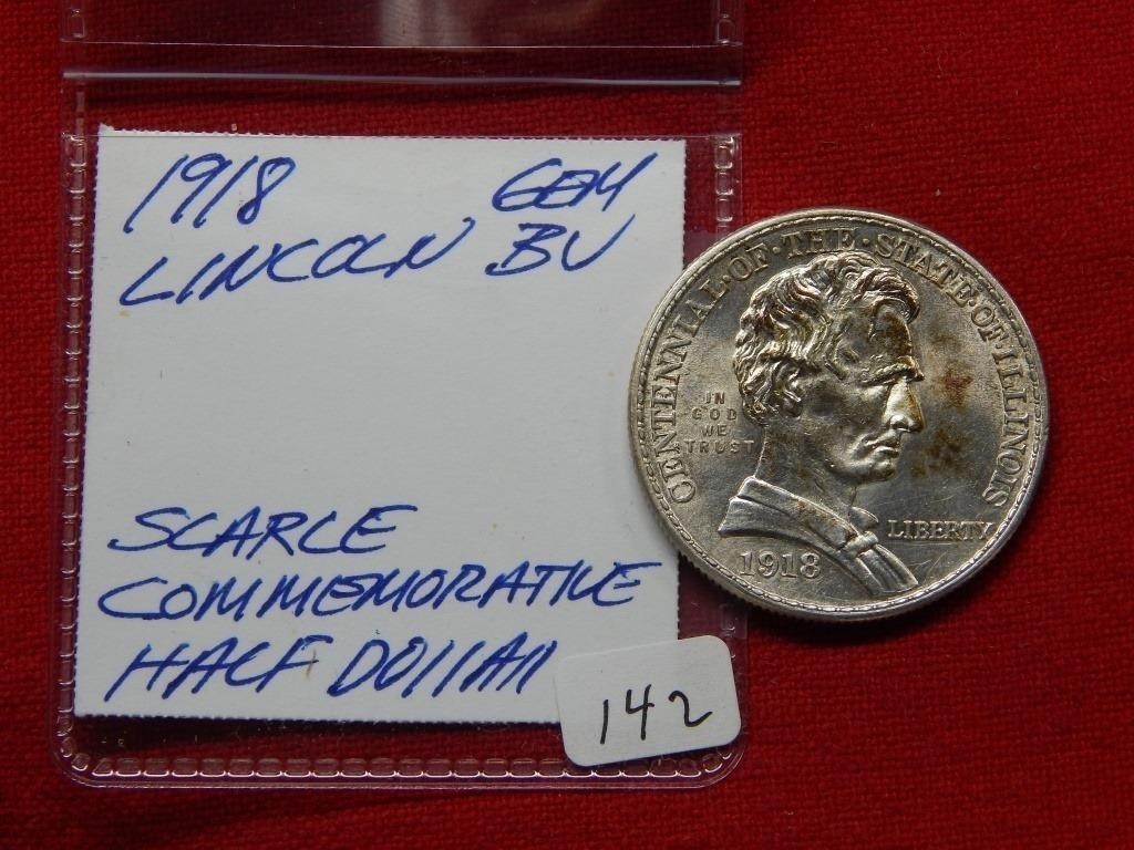 1918 Lincoln Illinois Commemorative Silver Half Dollar 50c ~ Free USA Shipping