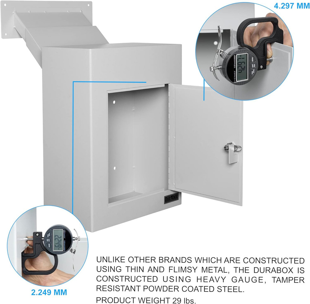 D700 through the Wall Drop Box, Tubular Key Locking Secure Mailbox with Adjustab