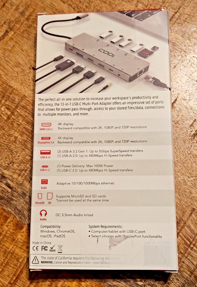 CODI. 13-IN-1 MULTI-PORT ADAPTER (USB-C CONNECTION)