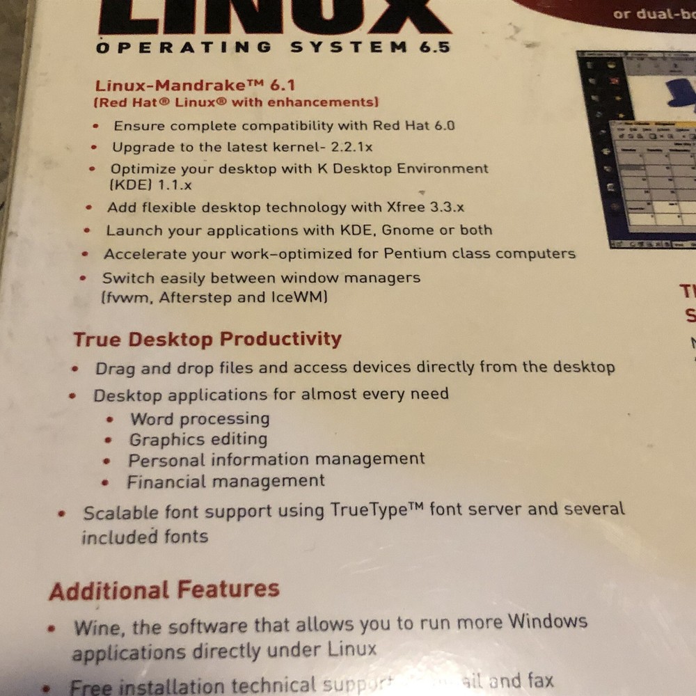RED HAT LINUX MANDRAKE 6.5 DELUXE OPERATING SYSTEM - New Open Box