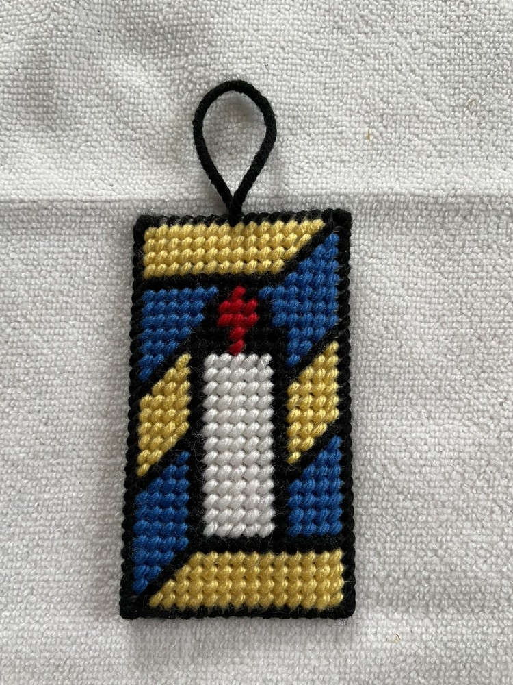 Needlepoint Candle: Ukrainian Colors