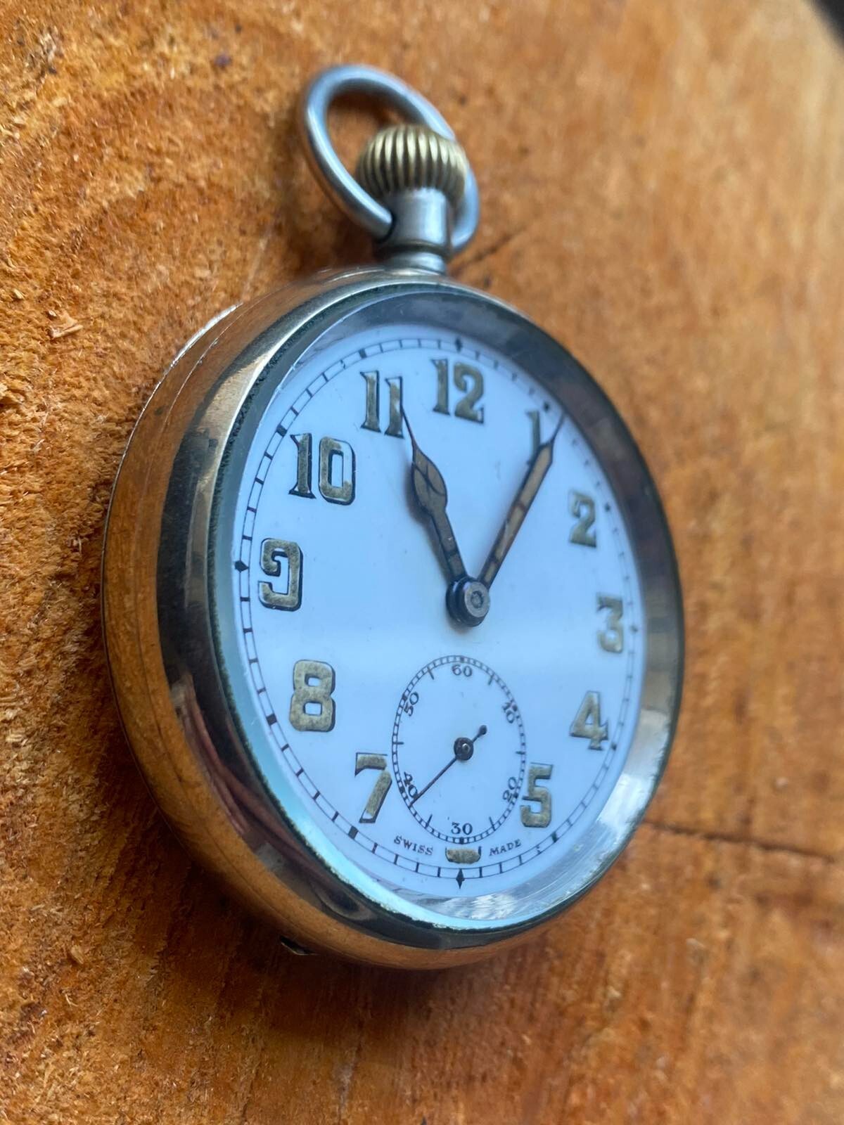 Antique Pocket Watch Mechanical Swiss Ottoman Military Chain Open Face Rare 19th